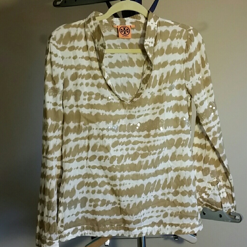 Tory Burch sequined sheer top